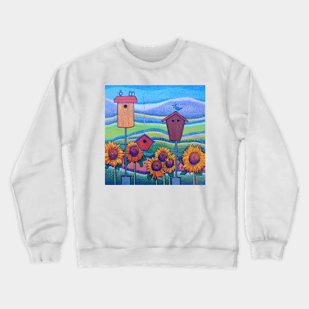 Confetti Landscape with Birds Crewneck Sweatshirt by NoCoBirds